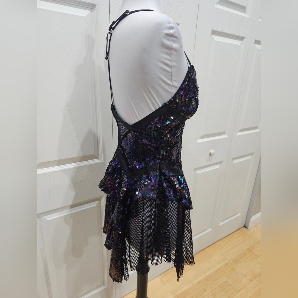 Dolls Kill Club Exx Fantastical Firefly Fishnet Sequin Black Purple Rave Dress S - Picture 3 of 14